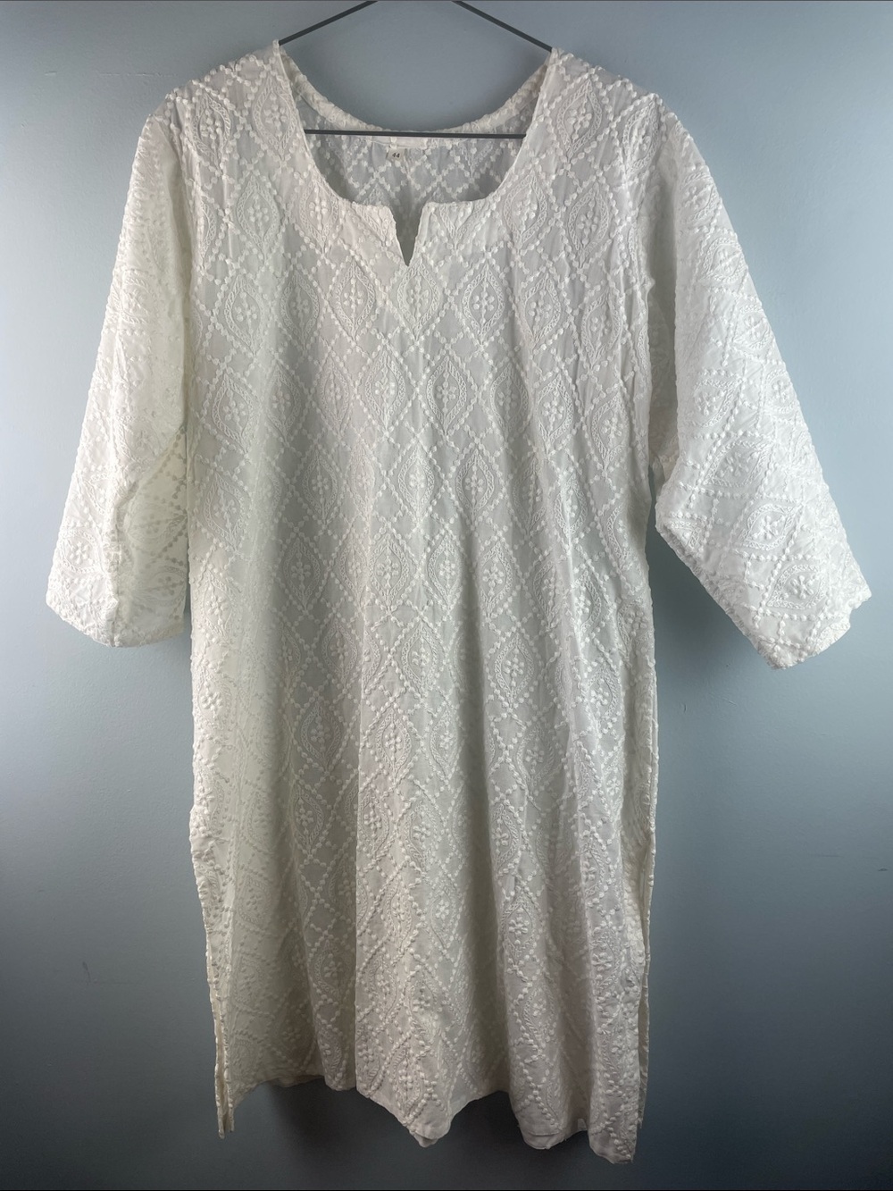 White Embroidered Cotton Tunic Dress